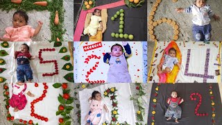 flowers,vegetables,chocolates using monthly baby photoshoot ideas at home\/simple babyphotoshootideas