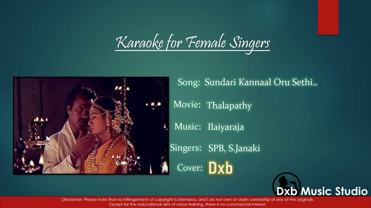 Sundari Kannal Oru Sethi Karaoke for Female Singers by Dxb