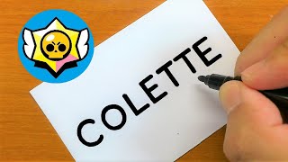 How to turn words COLETTE（Brawl Stars New Loading Screen）into a Cartoon - How to draw doodle art