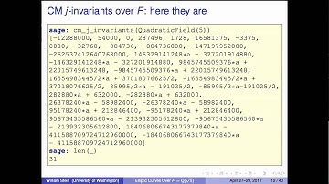 William Stein: Elliptic Curves over Q(sqrt(5)) -- Atkin Memorial Lecture