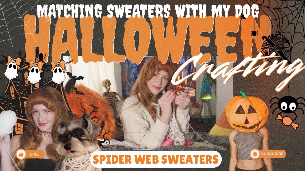 Вяжем крючком свитер с паутиной для моей собаки 🕷️ | Проект по вязанию крючком на Хэллоуин своими...