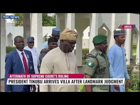 Moment President Tinubu Arrives Villa After Supreme Court’s Landmark Judgment