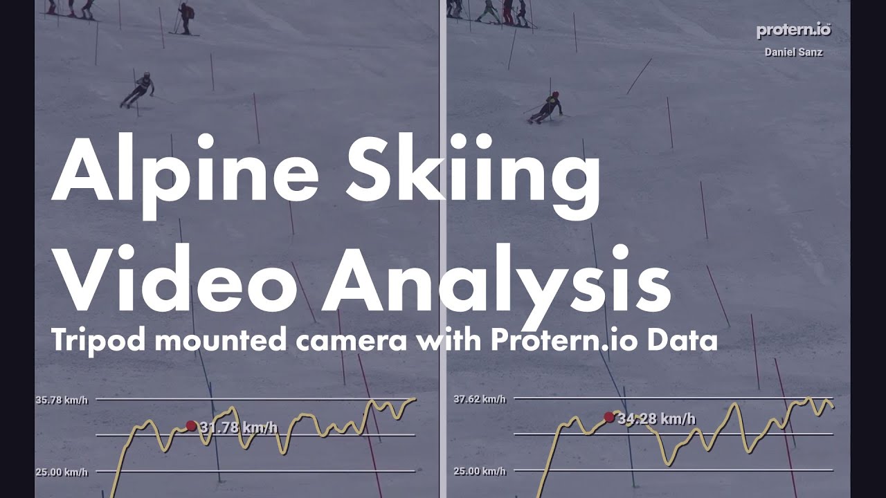 Tripod mounted camera with Protern.io data for side-by-side alpine skiing video analysis