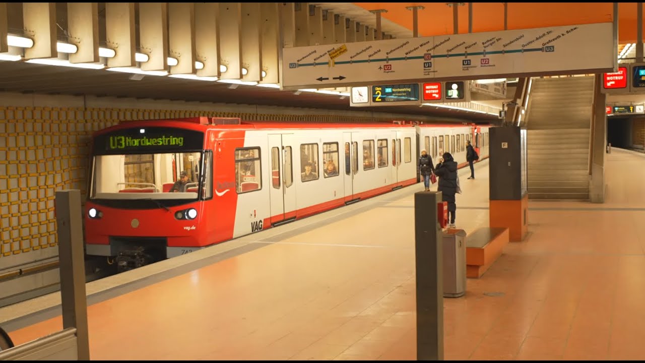Germany, Nürnberg, U-Bahn ride from Friedrich-Ebert-Platz to Klinikum Nord