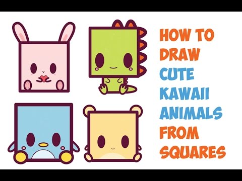 How to Draw Cute Kawaii Animals from Squares Easy Step by Step ...