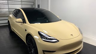 TESLA MODEL 3 WRAPPED IN KPMF GLOSS DESERT STORM