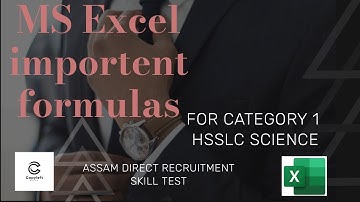 Grade III (3) Skill Test Assam Direct Recruitment || Excel important formulas || Category 1 || HSSLC