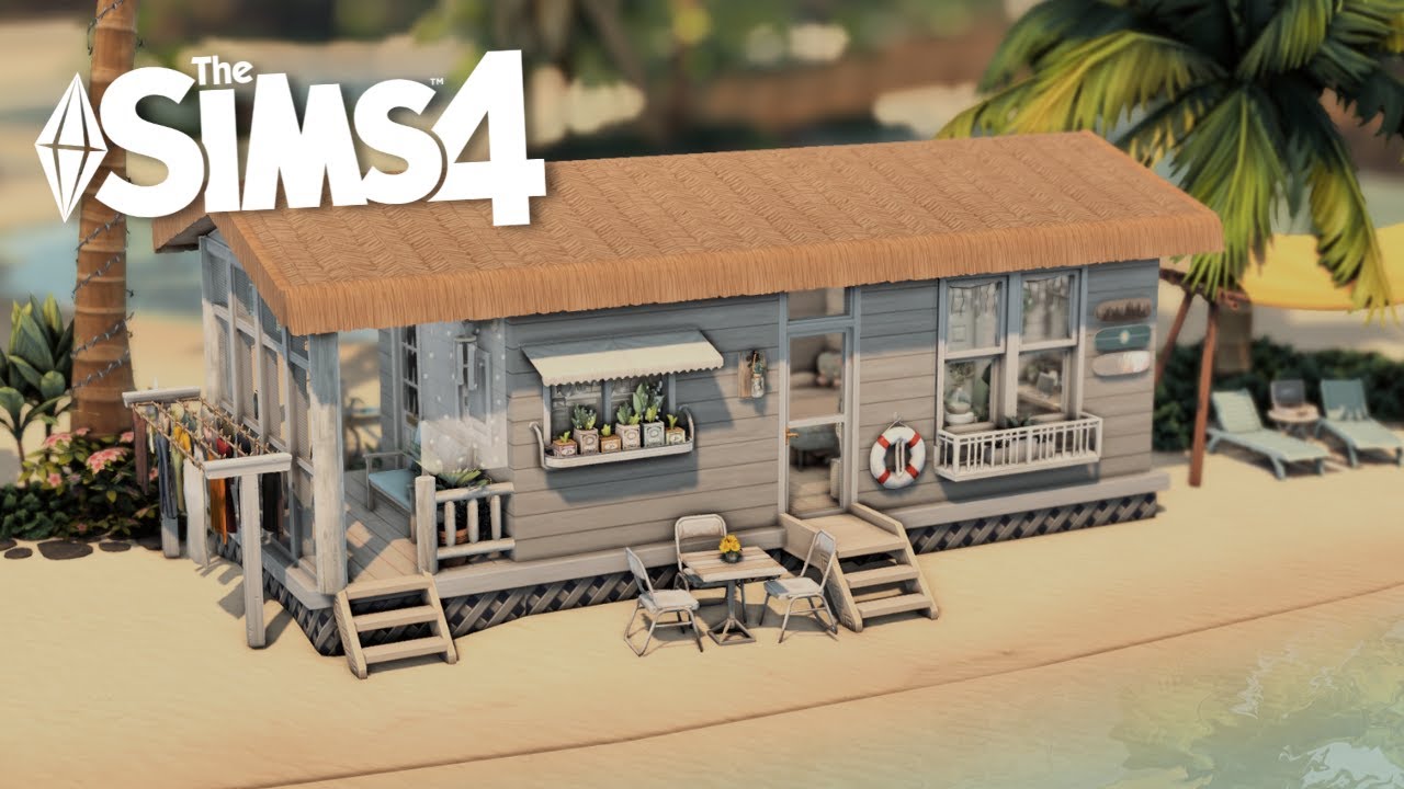 ⛱️ Cozy Tiny Beach House | Sims 4 Stop Motion | NO CC - YouTube