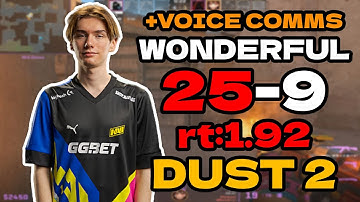 w0nderful (25-9) rt:1.92 +VOICE COMMS l EU FACEIT RANKED (dust2) | #cs2 #pov