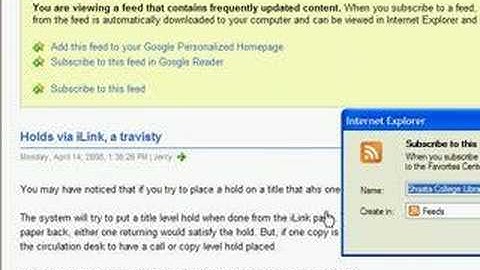 how to subscribe to an RSS feed in IE