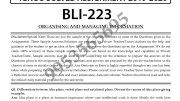 BLI-223 Solved Assignment 2019-20