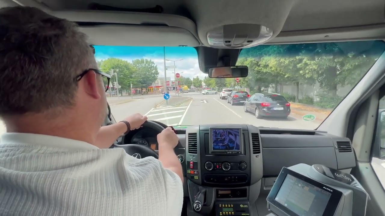 Bus driving on Germany with a Mercedes sprinter