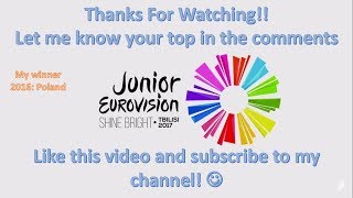 Junior Eurovision 2017: My Top 12 (So Far)