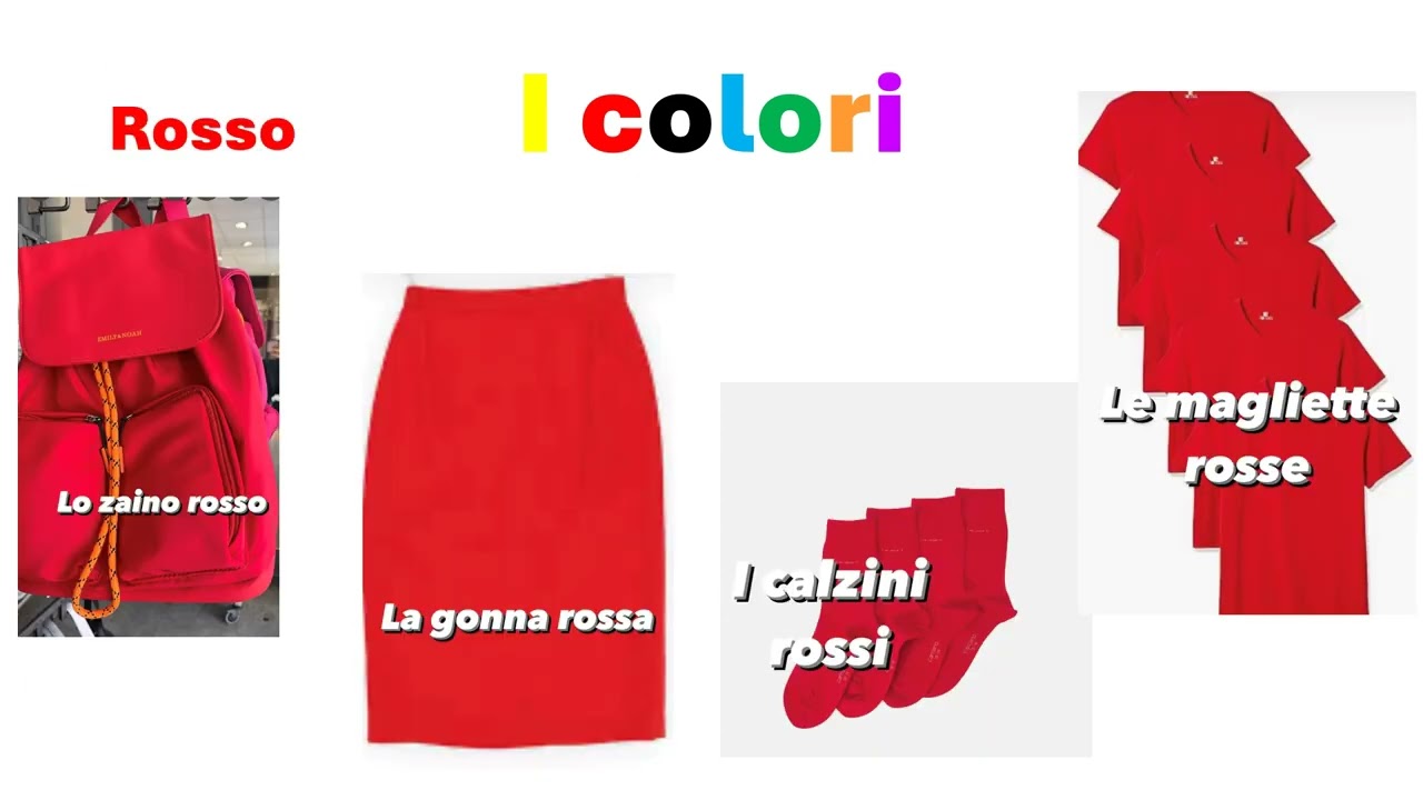 I colori in italiano con abbigliamento e accessori