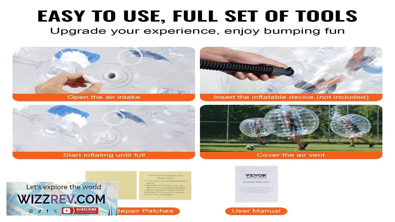 VEVOR Inflatable Bumper Ball 1 Pack 4FT 1.2M Body Sumo Zorb Balls for Teen