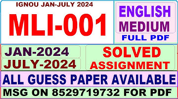 MLI 001 solved assignment 2024 / mli 001 solved assignment Jan / july 2024 / ignou PGDLAN mli 001
