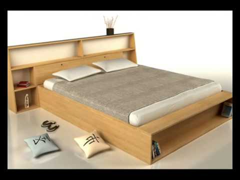 Cama japonesa camas de madera youtube Diseño de respaldos para camas matrimoniales