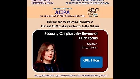 New CIRP Forms IBBI | Webinar by IBC Laws | IP Pooja Bahry | Insolvency
