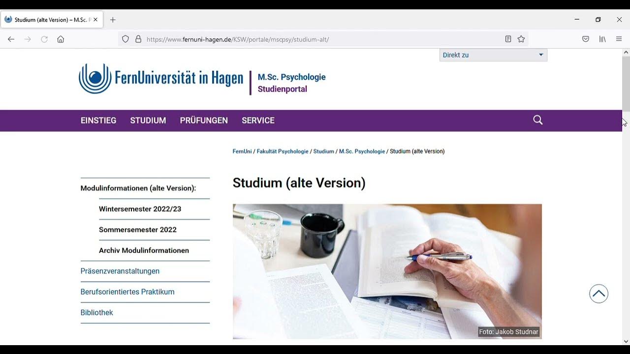Studium Master M.Sc. Psychologie FernUni Hagen Vergleich alte neue Prüfungsordnung