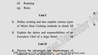 BHM 1st Sem Food Production Founndation Question Paper screenshot 1