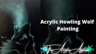 Acrylic Howling Wolf Painting Lesson - Script liner brush painting techniques