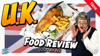 Fish and Chips Food Review - Comedy - with mushy peas and a picked egg. UK Food review.