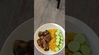 Chimichurri salmon bites yellow cauliflower rice homecookedmeals recipes dinner