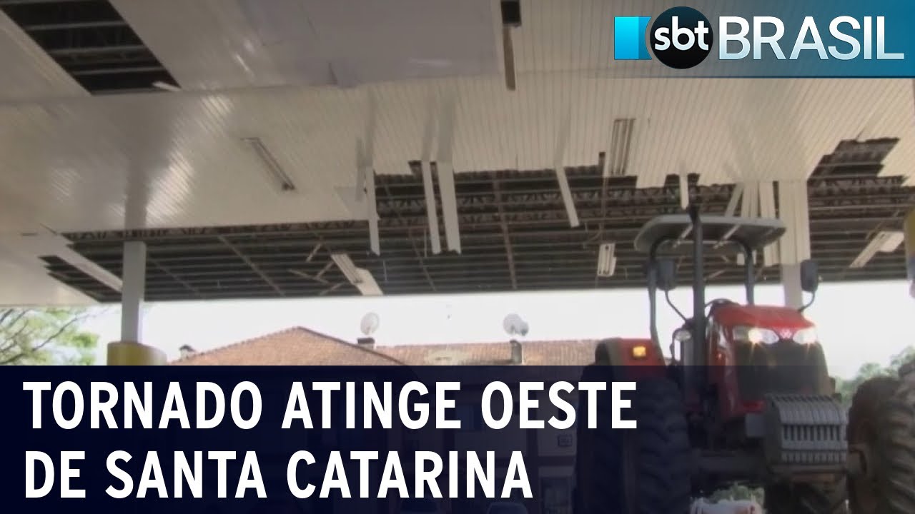 Tornado atinge oeste de Santa Catarina | SBT Brasil (14/10/22)