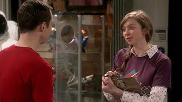 Stuart hires a female assistant manager Denise - The Big Bang Theory