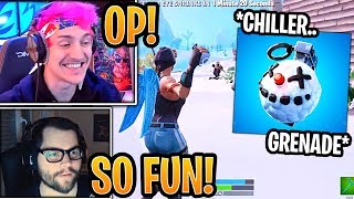 Streamers First Time Using New Chiller Grenade - Fortnite Best And Funny Moments