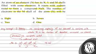 An atom of an element (X) has its \( \mathrm{K}, \mathrm{L} \) and ...