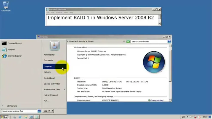 How to setup RAID 1 in Windows Server 2008