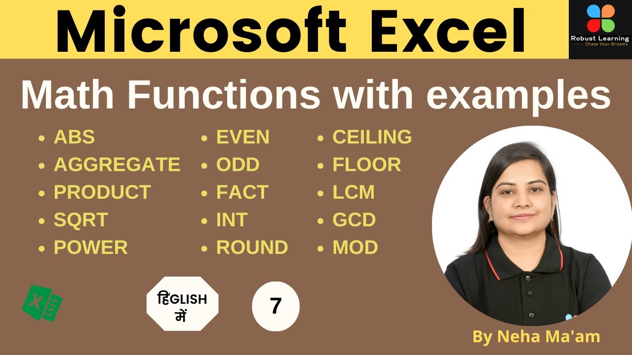 MATH FUNCTIONS IN EXCEL | MS EXCEL TUTORIALS | MS EXCEL | ROBUST ...