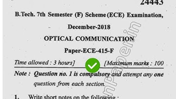 2018 Mdu BTech ECE 7th Sem Optical Communication Question Paper
