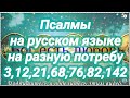 Во время скорби и в несчастиях. Псалмы на разную потребу. Псалом 3, 12, 21, 68, 76, 82, 142.