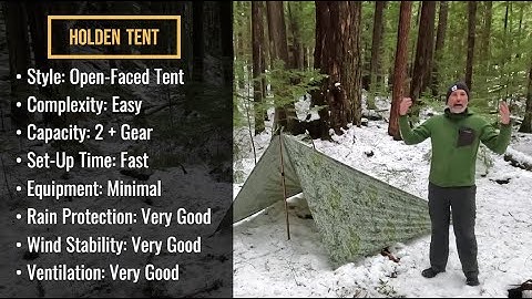 TARP TUTORIAL: Winter camping setup in 4 MINUTES! No trees required for this easy HOLDEN TENT pitch