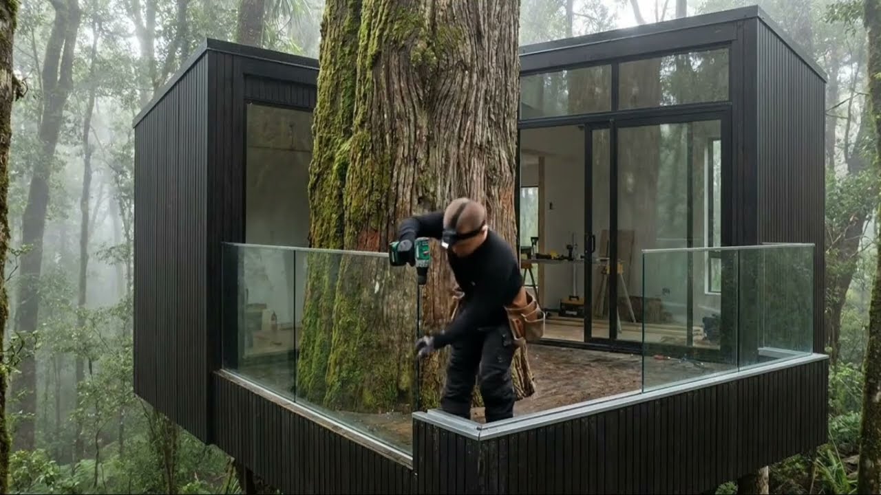 Building a house in the forest (ASMR) - This tiny man built a mini ...