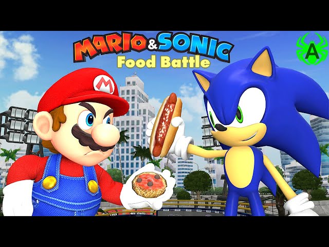 Mario VS Sonic Funny Animation: Food Battle - Nintendo class=