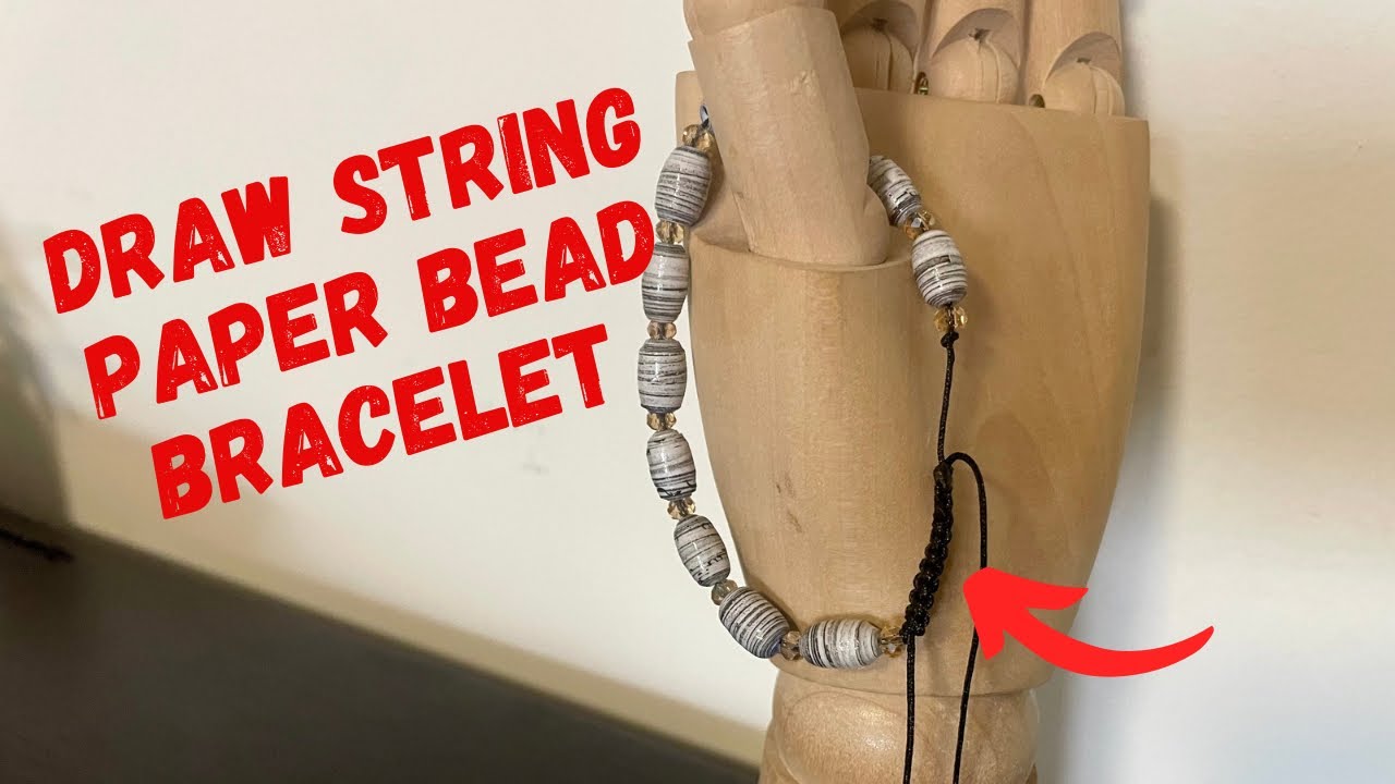 DIY Draw string paper bead bracelet - YouTube