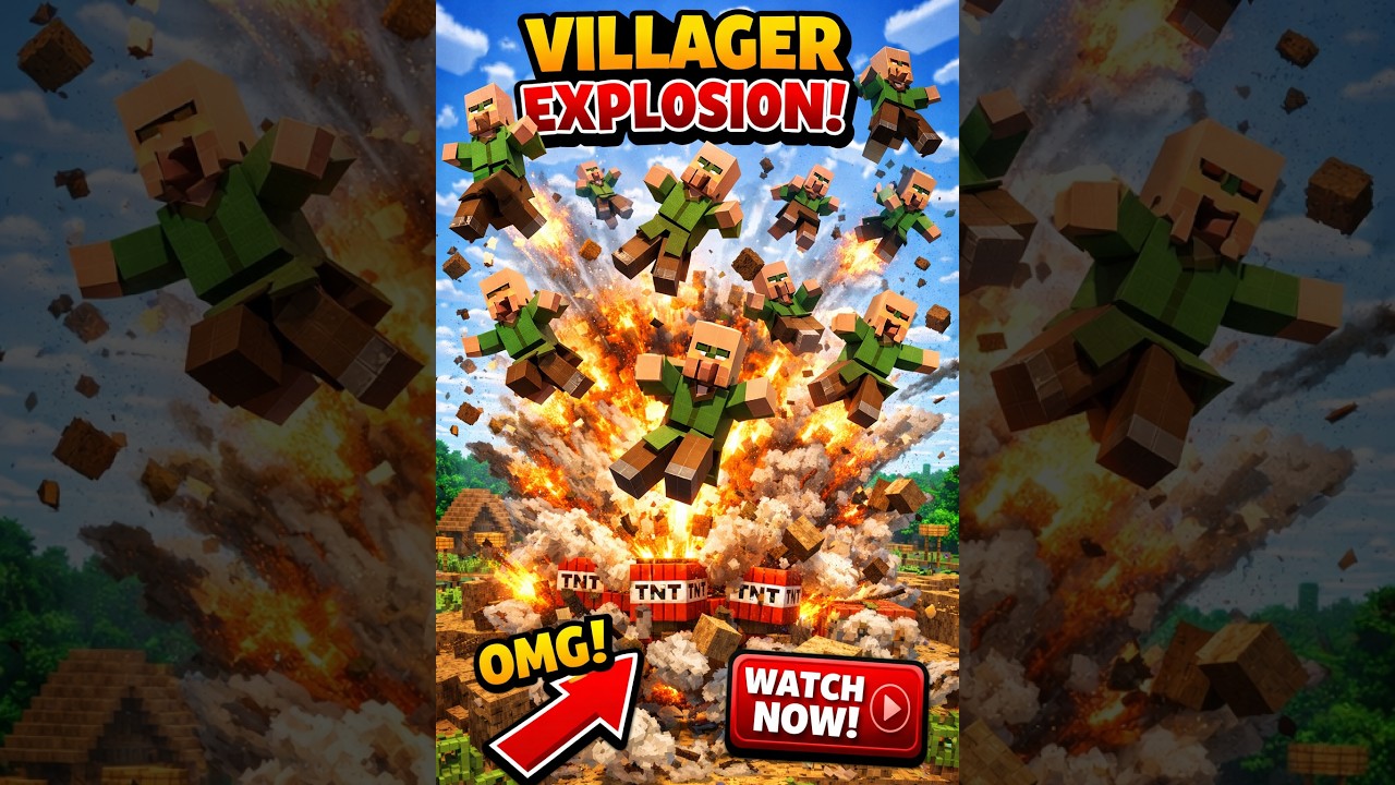 mega explosion in Minecraft with villagers - YouTube