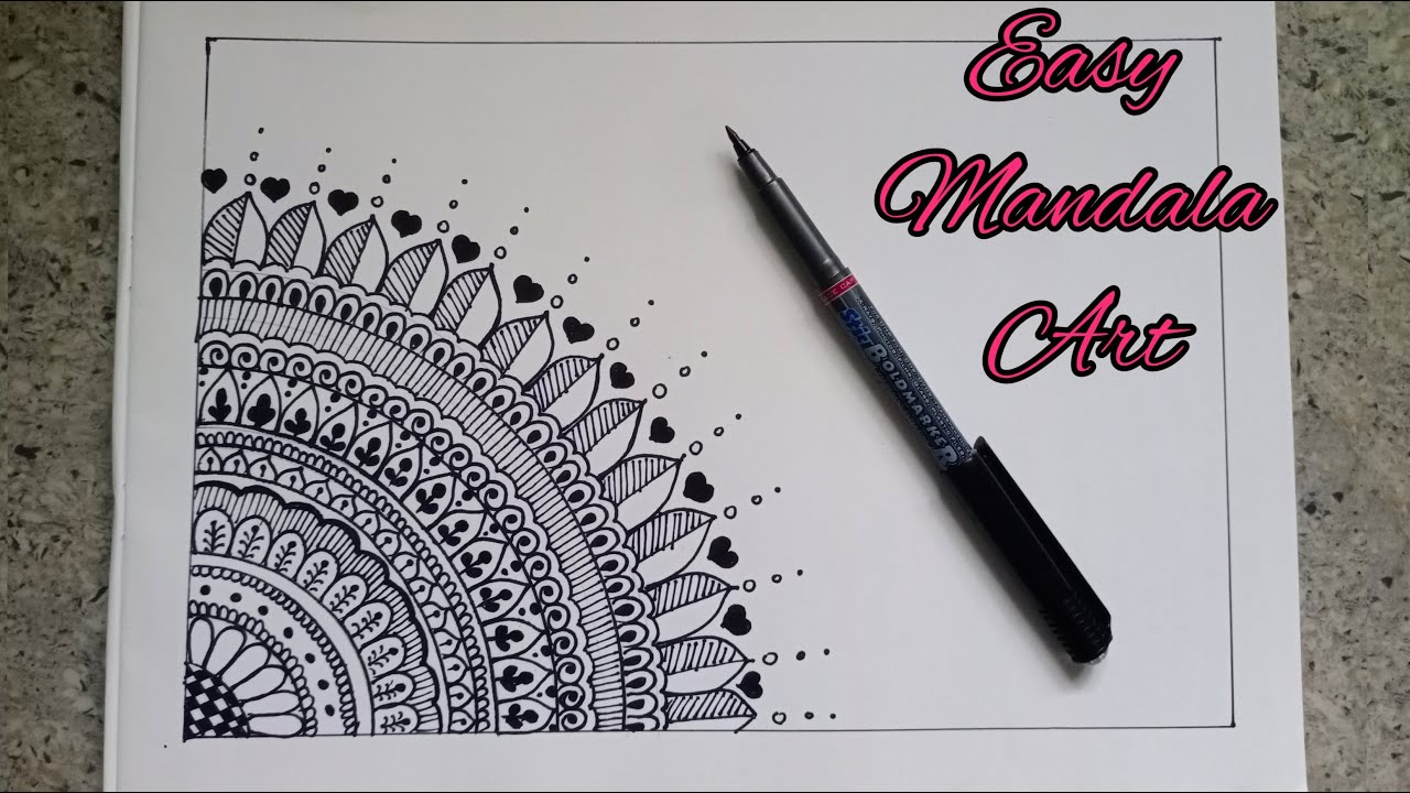 half mandala #inspired  Mandala design pattern, Easy mandala drawing,  Mandala art lesson