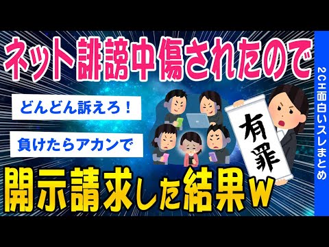 【2ch考えさせられるスレ】ネット誹謗中傷されたので開示請求してみた結果【ゆっくり解説】