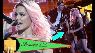 Halsey narrowly avoids a NIP SLIP during her iHeartRadio Awards performance with beau Yungblud