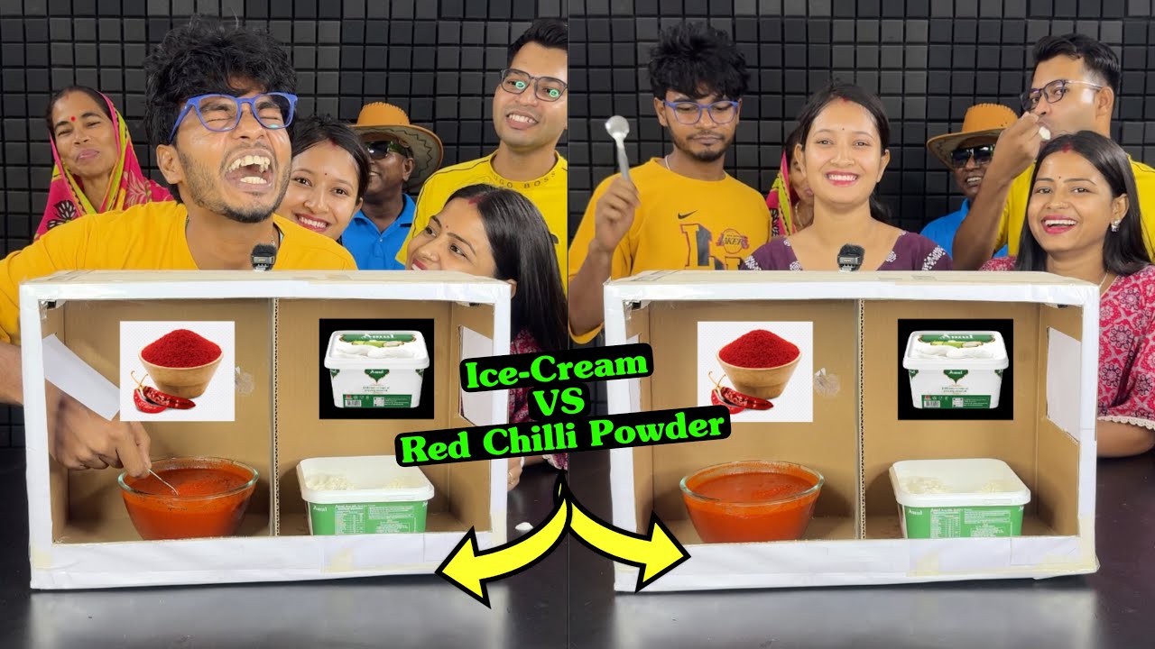 Ice Cream vs Red Chilli Powder Eat Funny Challenge Game