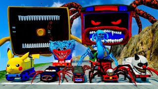 ALL MONSTERS.EXE Big & Small Cars vs Downhill Madness with MEGAHORN & BUS EATER | BeamNG.Drive