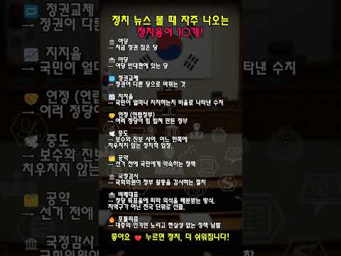 정치 뉴스 볼 때 자주 나오는 정치용어 10개!1초컷으로 정리해드립니다! #정치 #여당 #야당