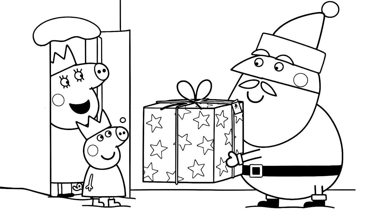 Peppa Pig & Mummy Pig Christmas Gifts Coloring Pages | Nursery Rhymes for Kids