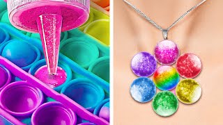 HOW TO LOOK STUNNING WITH HANDMADE JEWELRY | Colorful Resin And Hot Glue DIY Crafts