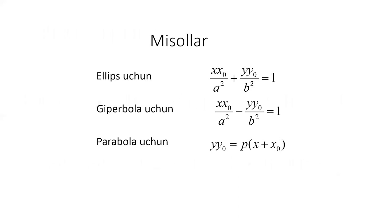Ikkinchi tartibli chiziqlarning urinmasi(umumiy)