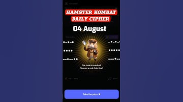4 August Hamster Kombat Daily Cipher Code | Daily Cipher Hamster Kombat 4 Aug #dailycipher